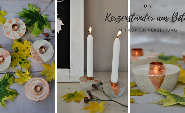 DIY: Kerzenständer aus Beton mit Kupfer, die Farben des Herbstes!