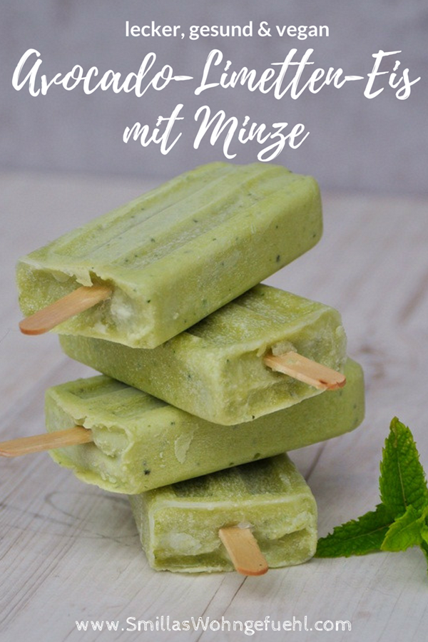 Avocado Limetten Eis am Stiel mit Minze vegan
