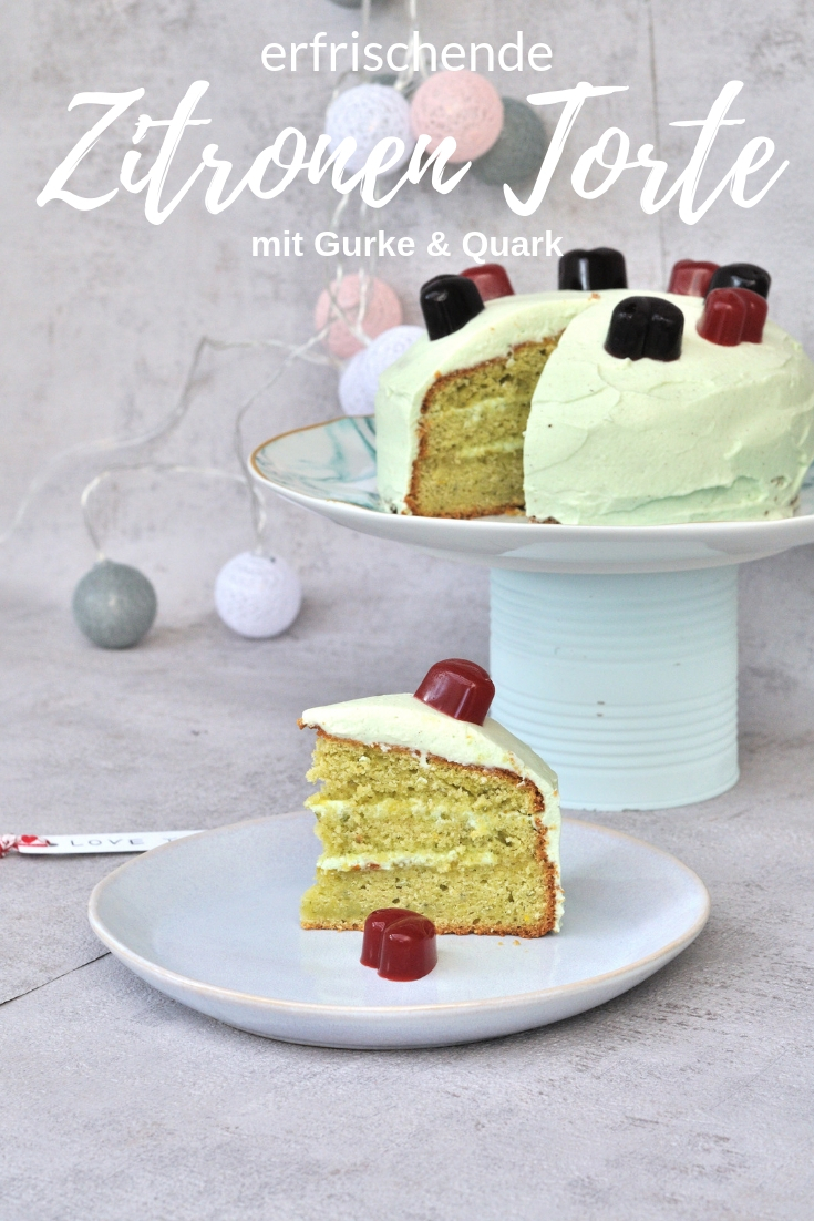 Zitronen Torte mit Gurke und Gelee Herzen