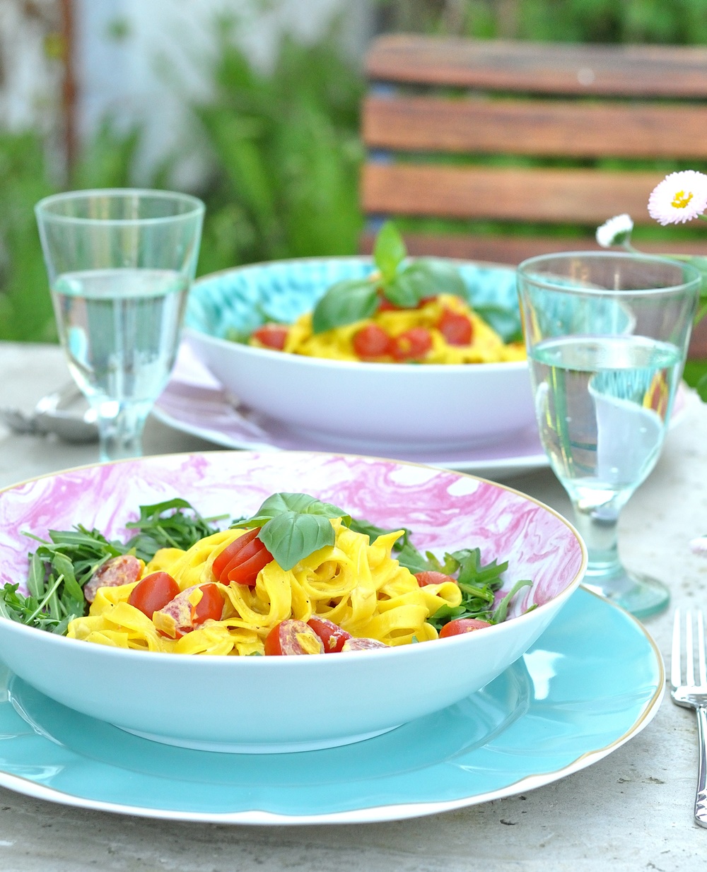 Pasta mit Safransauce