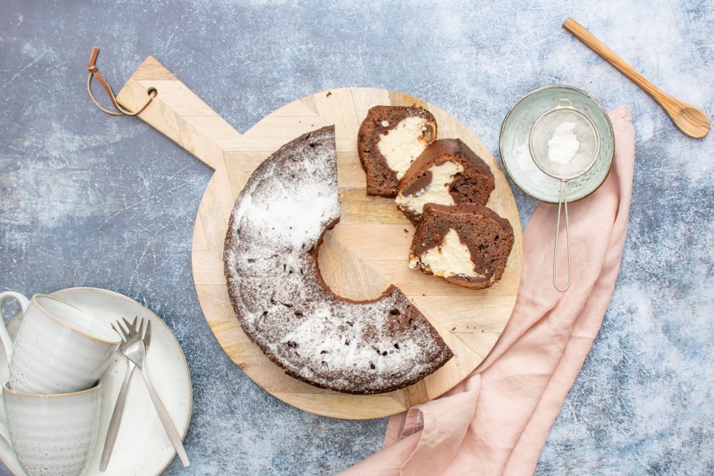 schokoladenkuchenn mit käsekuchen füllung kalorienreduziert