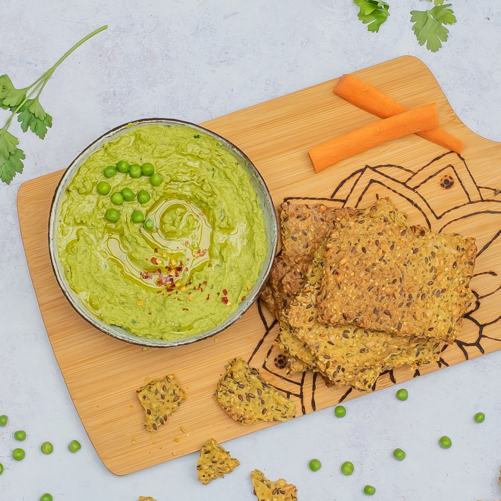 vegane rezepte knaeckebrot mit erbsen hummus