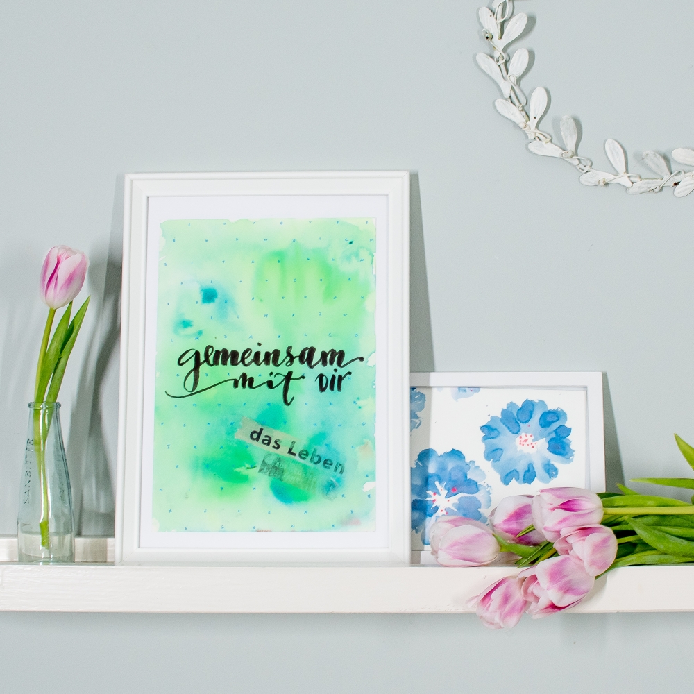 diy aquarell handlettering wanddeko